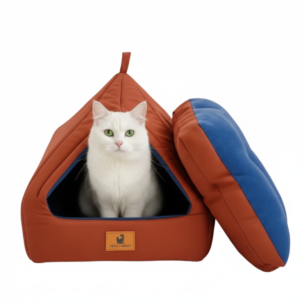 Pets Empire Soft Fabric Comfortable Hut Bed for Cats, Kittens and Puppies- Brown