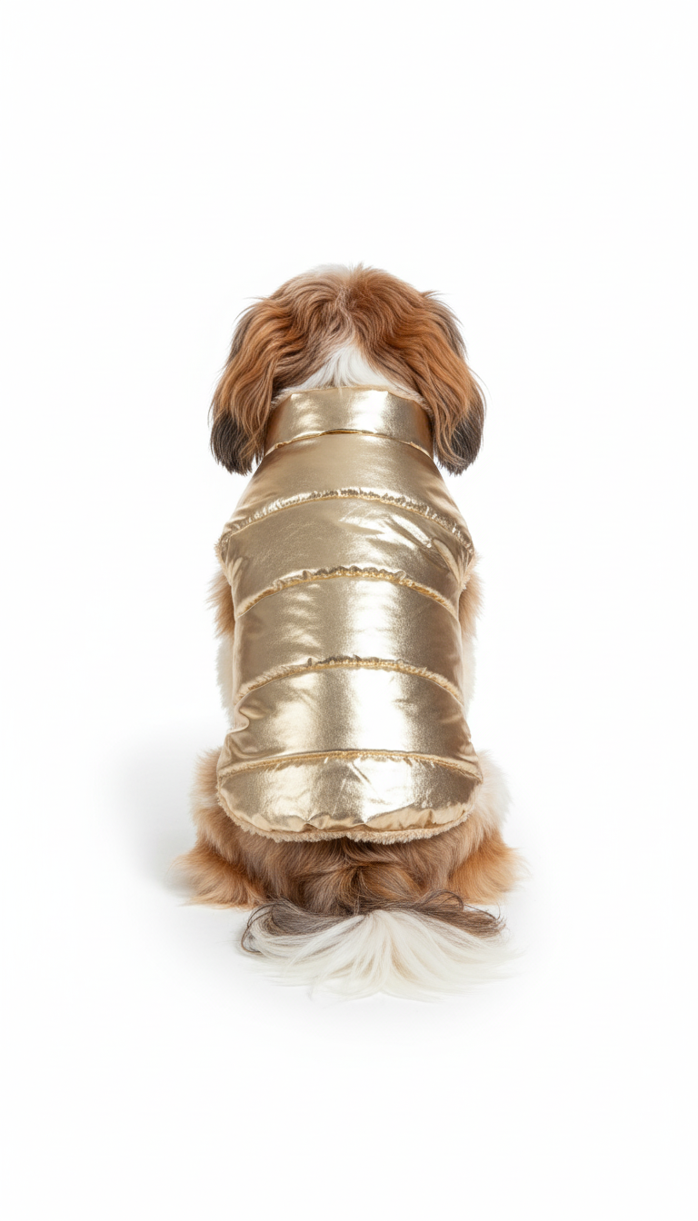 Pets Empire Metallic Golden Puffer Jacket Vest for Small Dogs( Half)