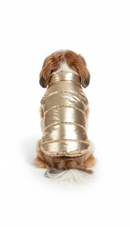 Pets Empire Metallic Golden Puffer Jacket Vest for Small Dogs( Half)