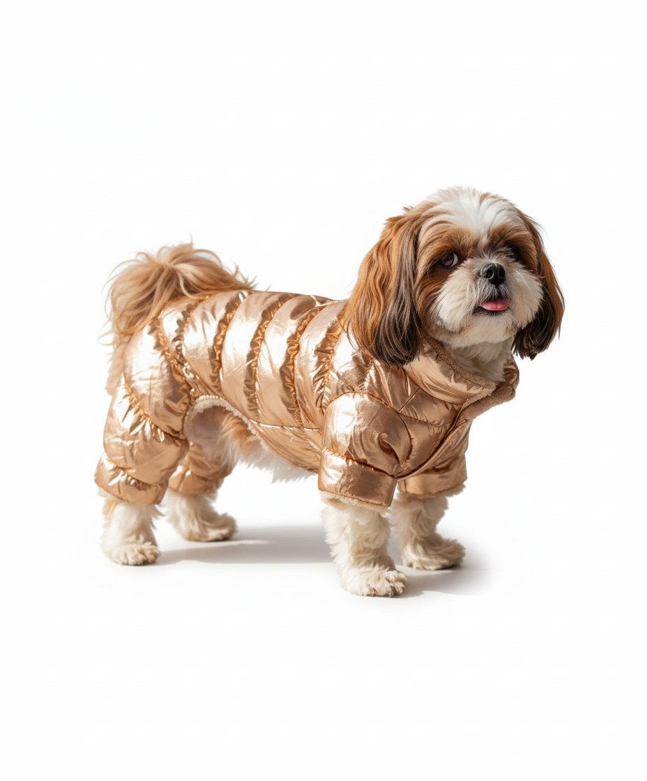 Pets Empire Metallic Golden Puffer Jacket for Small Dogs (Full)