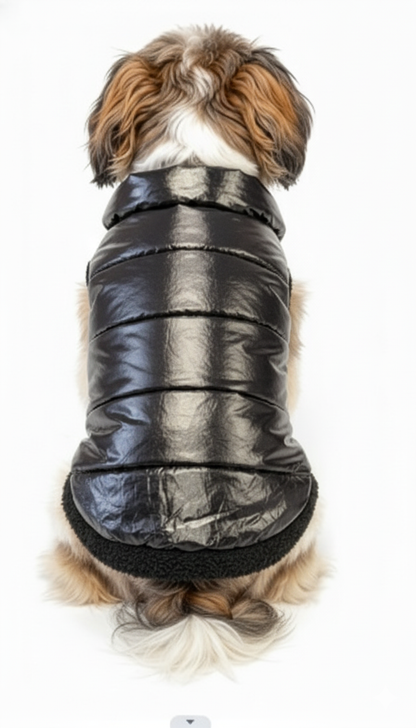 Pets Empire Metallic Black Puffer Jacket Vest for Small Dogs (half)