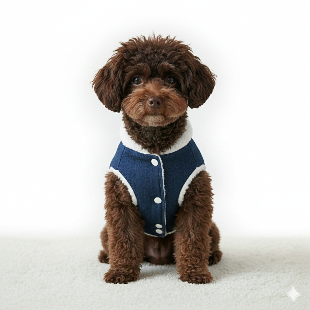 Pets Empire Fleece Denim Jacket for small to medium dogs - Dark Blue