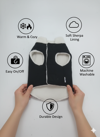 Pets Empire Winter Fleece Jacket for Dogs- Black