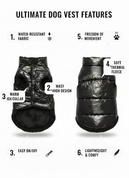 Pets Empire Metallic Black Puffer Jacket Vest for Small Dogs (half)