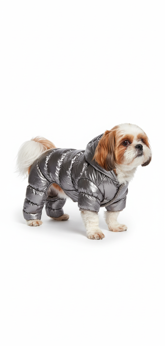 Pets Empire Metallic Silver Puffer Jacket for Small Dogs (Full)