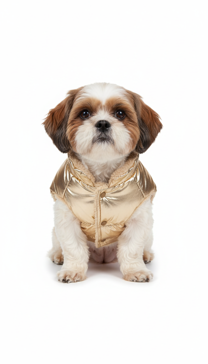 Pets Empire Metallic Golden Puffer Jacket Vest for Small Dogs( Half)