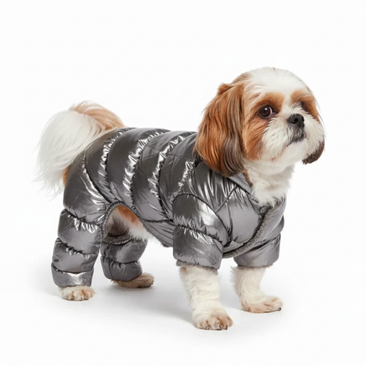 Pets Empire Metallic Silver Puffer Jacket for Small Dogs (Full)