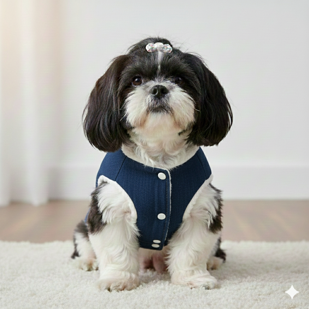 Pets Empire Fleece Denim Jacket for small to medium dogs - Dark Blue