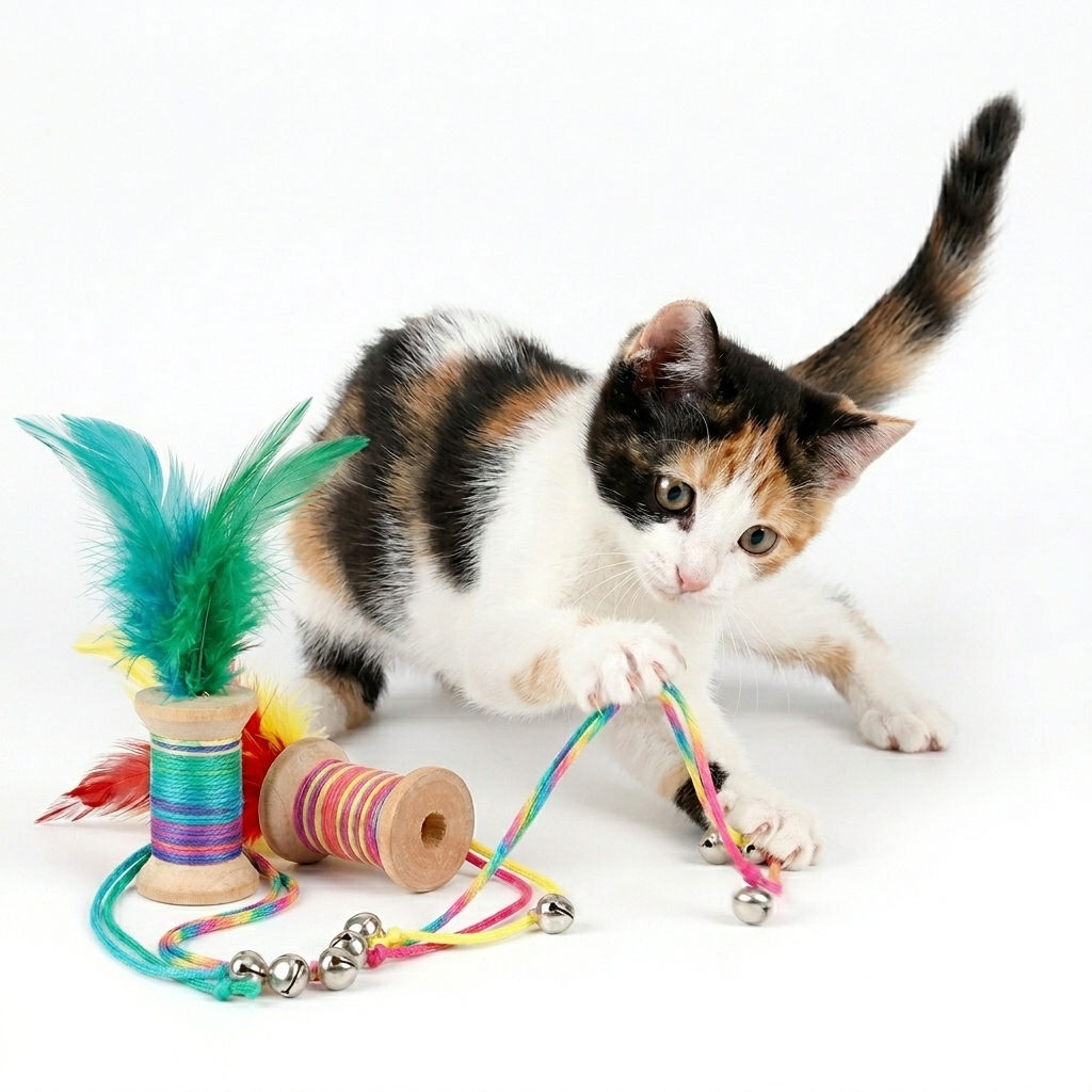 Pets Empire Cat Feather Toys, Rolling Bell ( Pack Of 2)