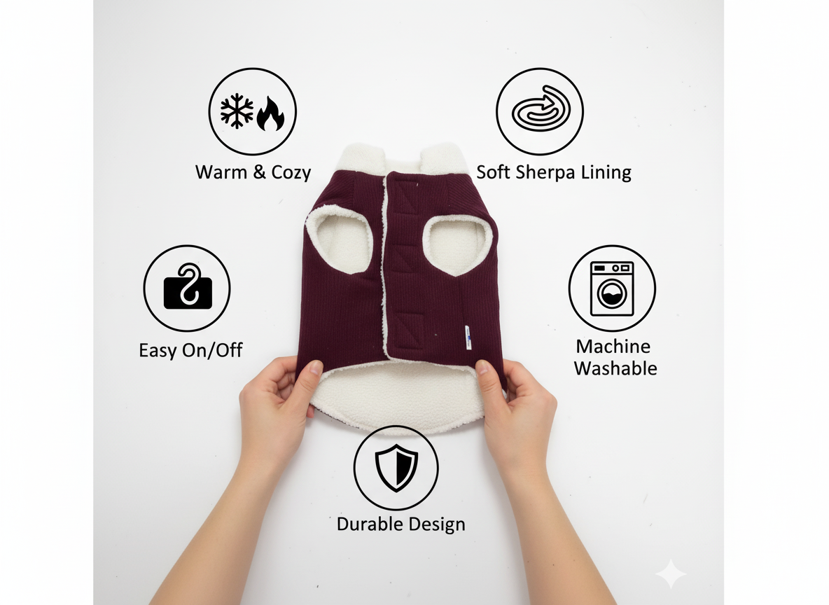 Pets Empire Winter Fleece Jacket for Dogs- Maroon