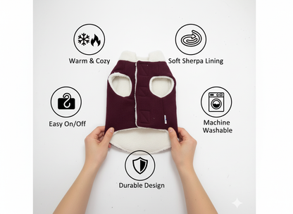 Pets Empire Winter Fleece Jacket for Dogs- Maroon