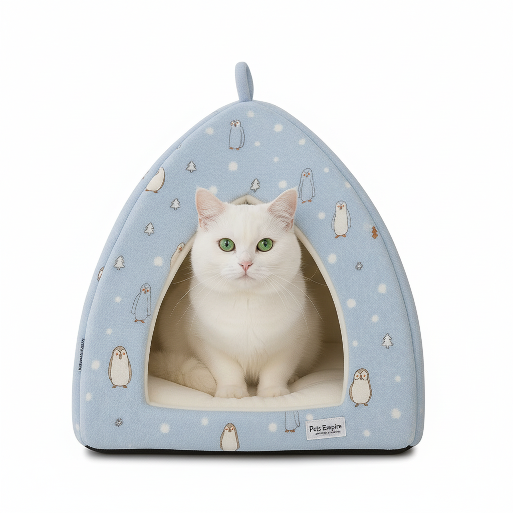 Pets Empire Ultra Soft Round Warm Hut for Cats & Kittens-Sky Blue