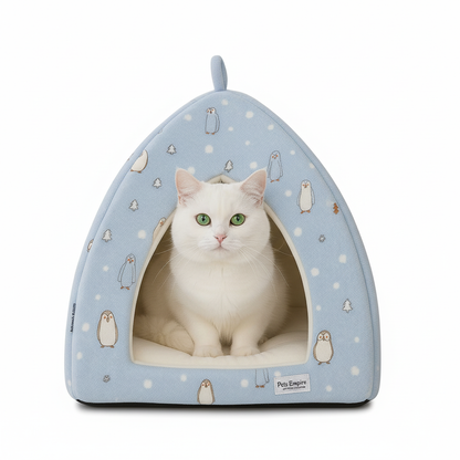 Pets Empire Ultra Soft Round Warm Hut for Cats & Kittens-Sky Blue