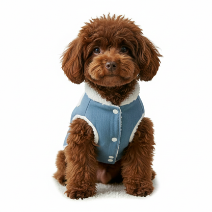 Pets Empire Fleece Denim Jacket for small to medium dogs - Light Blue