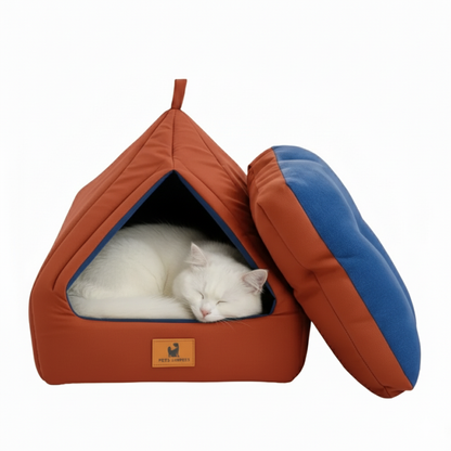 Pets Empire Soft Fabric Comfortable Hut Bed for Cats, Kittens and Puppies- Brown