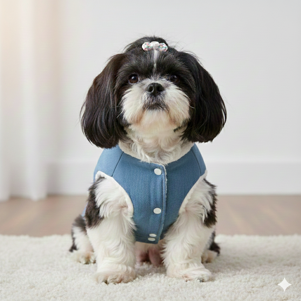 Pets Empire Fleece Denim Jacket for small to medium dogs - Light Blue