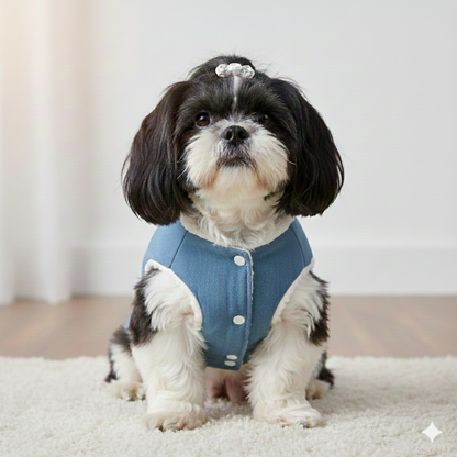 Pets Empire Fleece Denim Jacket for small to medium dogs - Light Blue