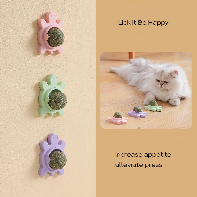 PETS EMPIRE Catnip Wall Ball Teeth Cleaning Cat Toy (Pack of 3)