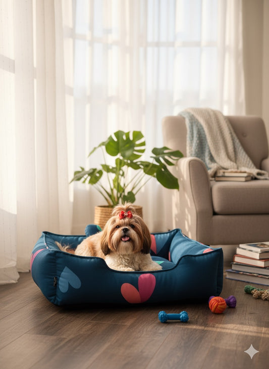 Pets Empire Classic Lounger Beds with Pillow for Dogs - Heart Shape Design