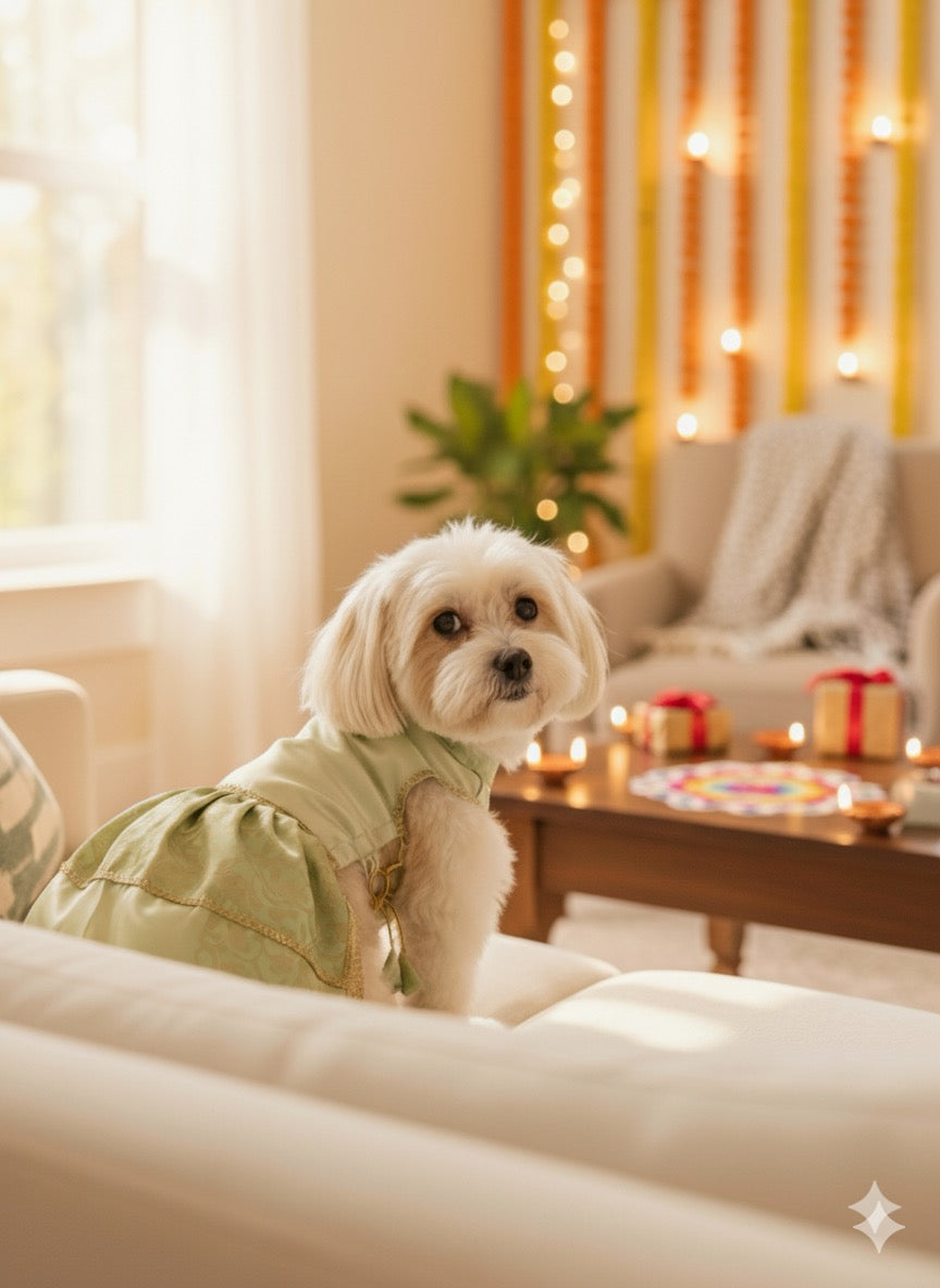 Pets Empire Designer Outfit For Female Dog (Green)