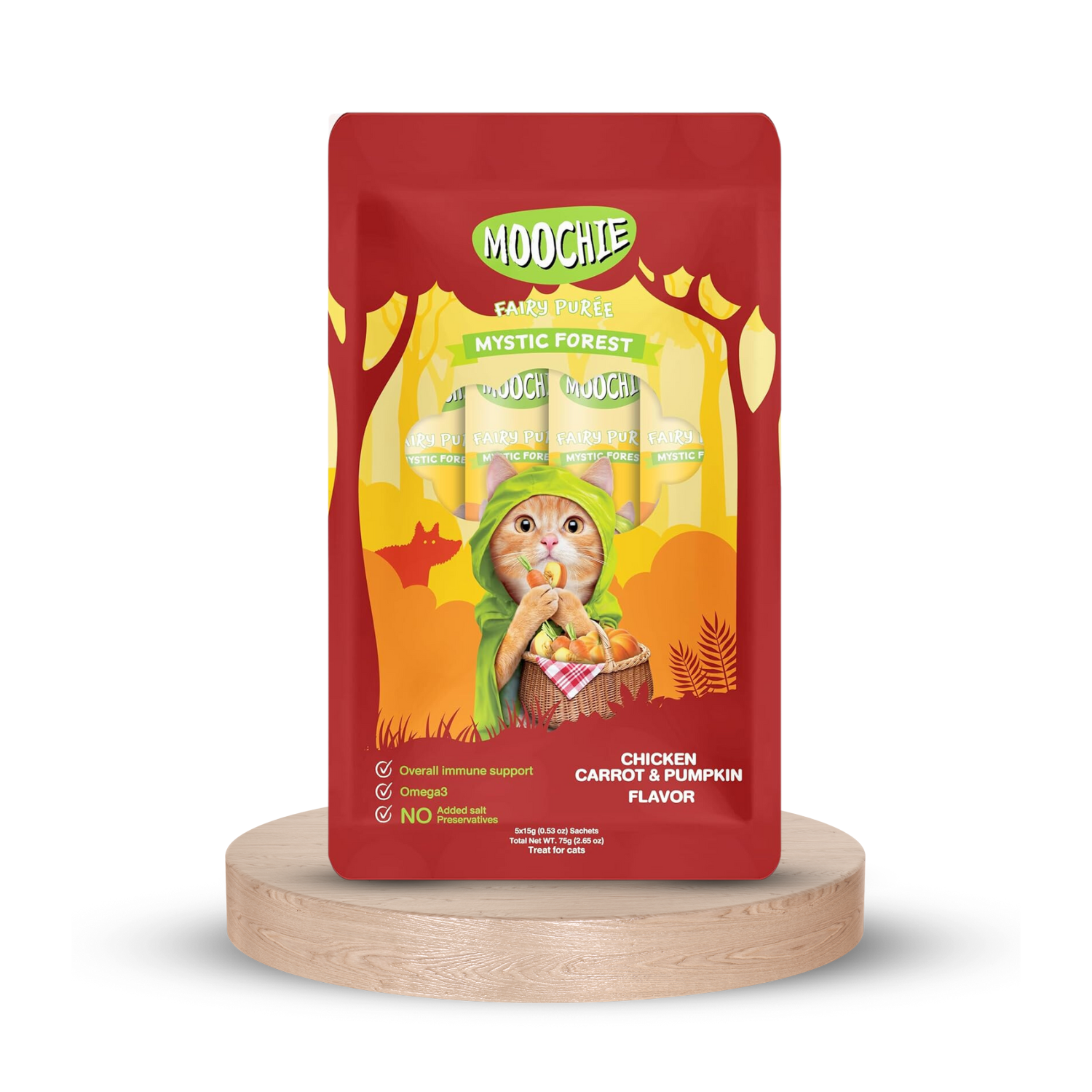 Moochie Creamy Treat for Cats- Chicken, Carrot & Pumpkin (15g Each)