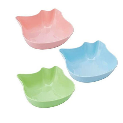 Pets Empire Candy Color Cat Face Shape Plastic Pet Dog Puppy Bowl 320ml (PACK OF 3)