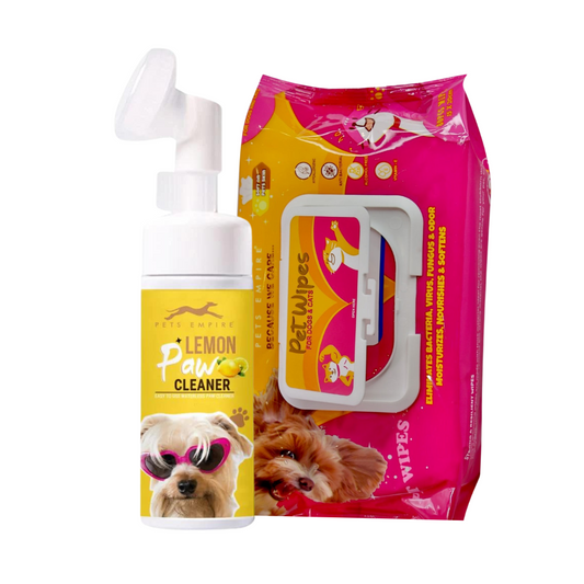 Pets Empire Paw Essential COMBO ( Lemon Paw Cleaner & Pet Wipes )