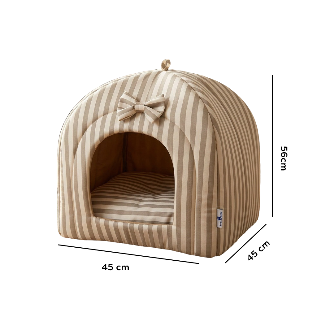 Pets Empire Striped Hut Bed with Soft Cushion for Cats & Kittens