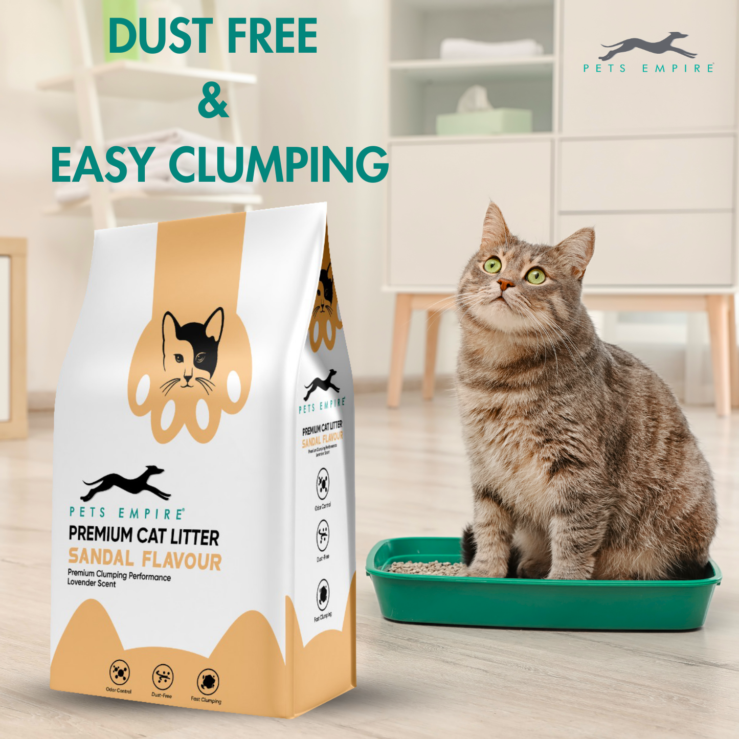 Pets Empire Cat Litter (Natural & Clumpy) -Sandal Scented
