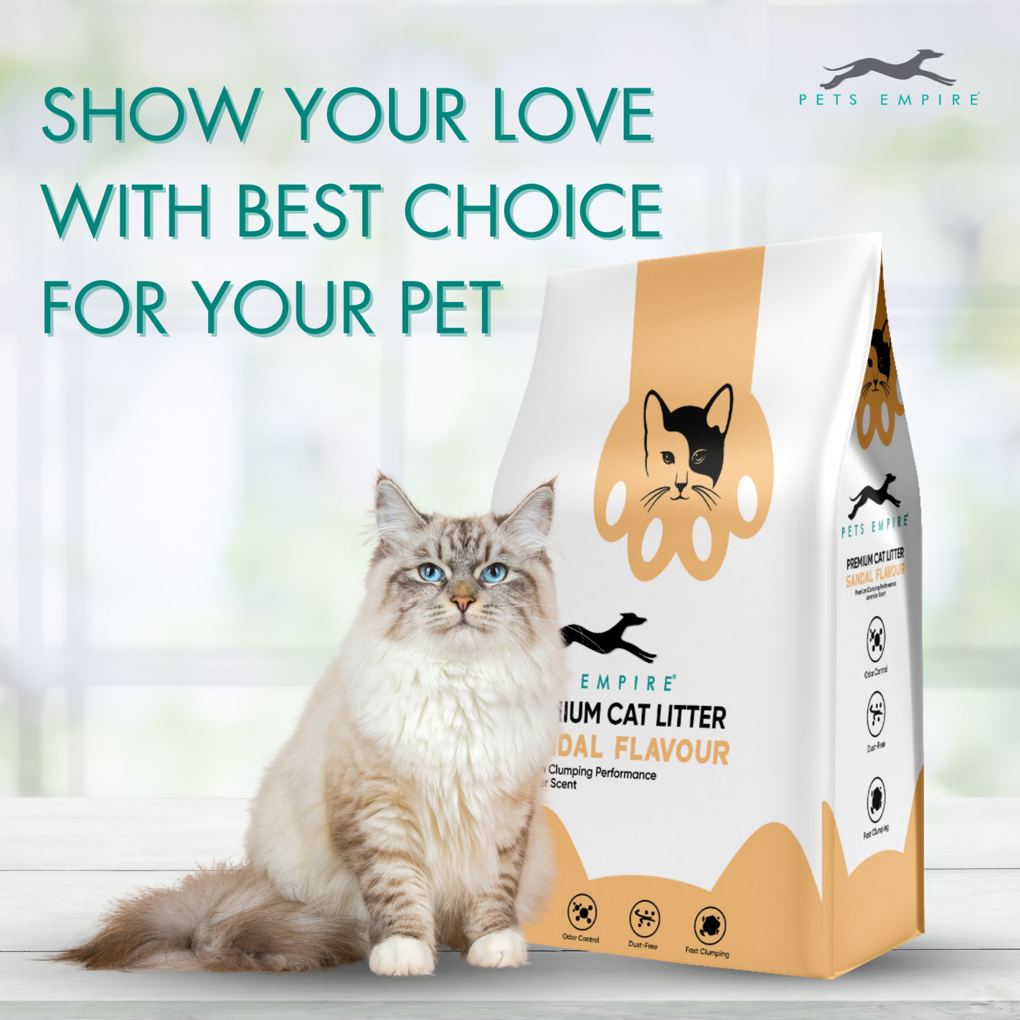 Pets Empire Cat Litter (Natural & Clumpy) -Sandal Scented
