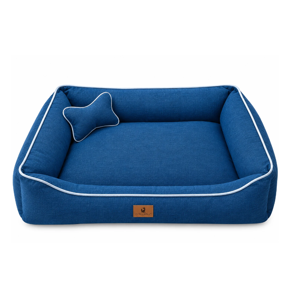 Pets Empire Cozy Luxury Denim Bed for Dogs- Navy Blue