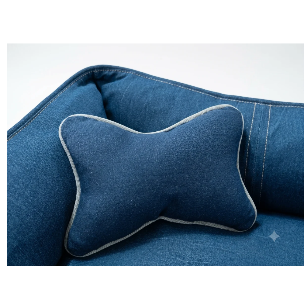 Pets Empire Cozy Luxury Denim Bed for Dogs- Navy Blue