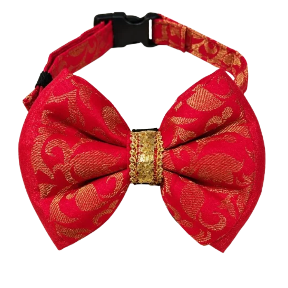 Pets Empire Ethnic Designer Dog Bow Tie Collar- Red