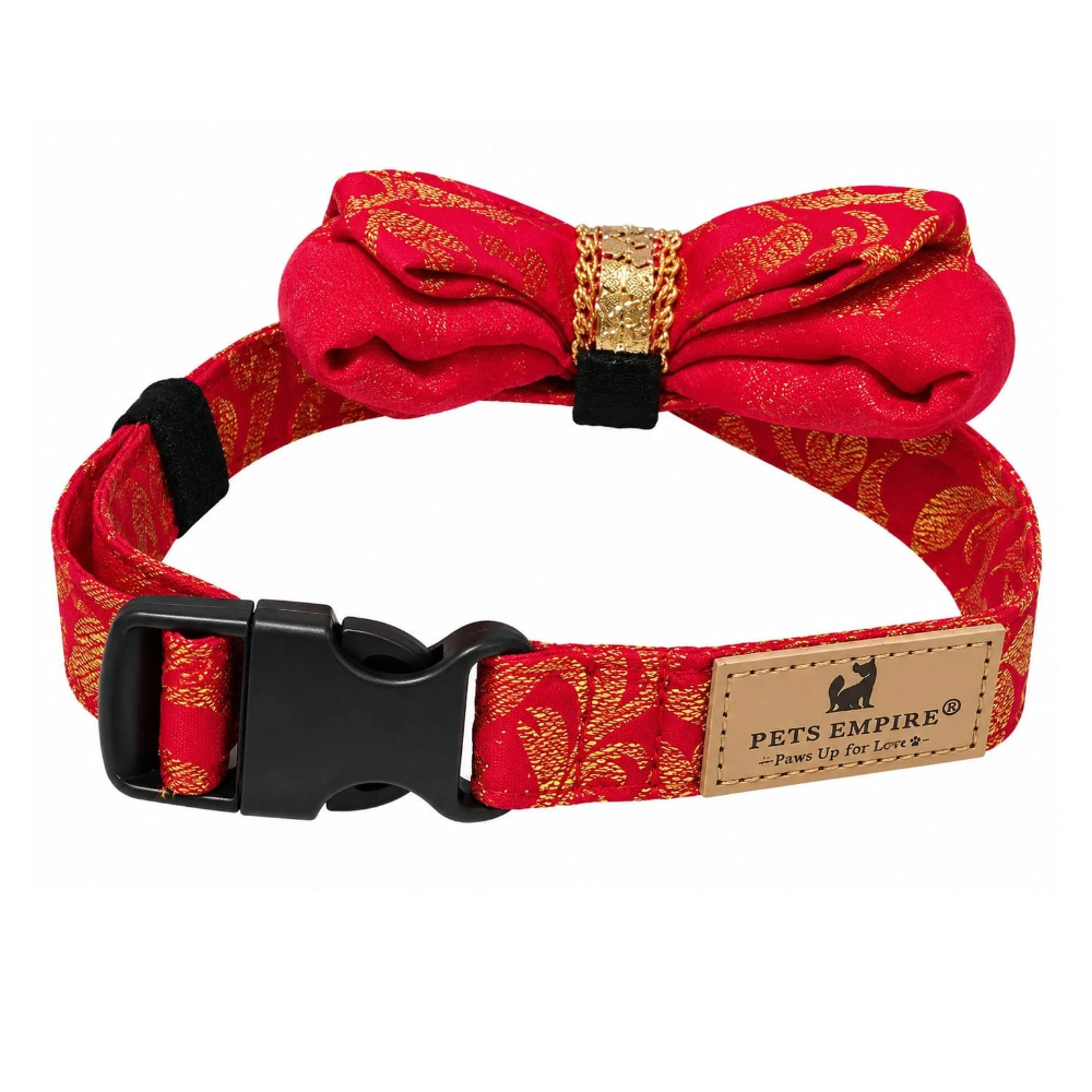 Pets Empire Ethnic Designer Dog Bow Tie Collar- Red