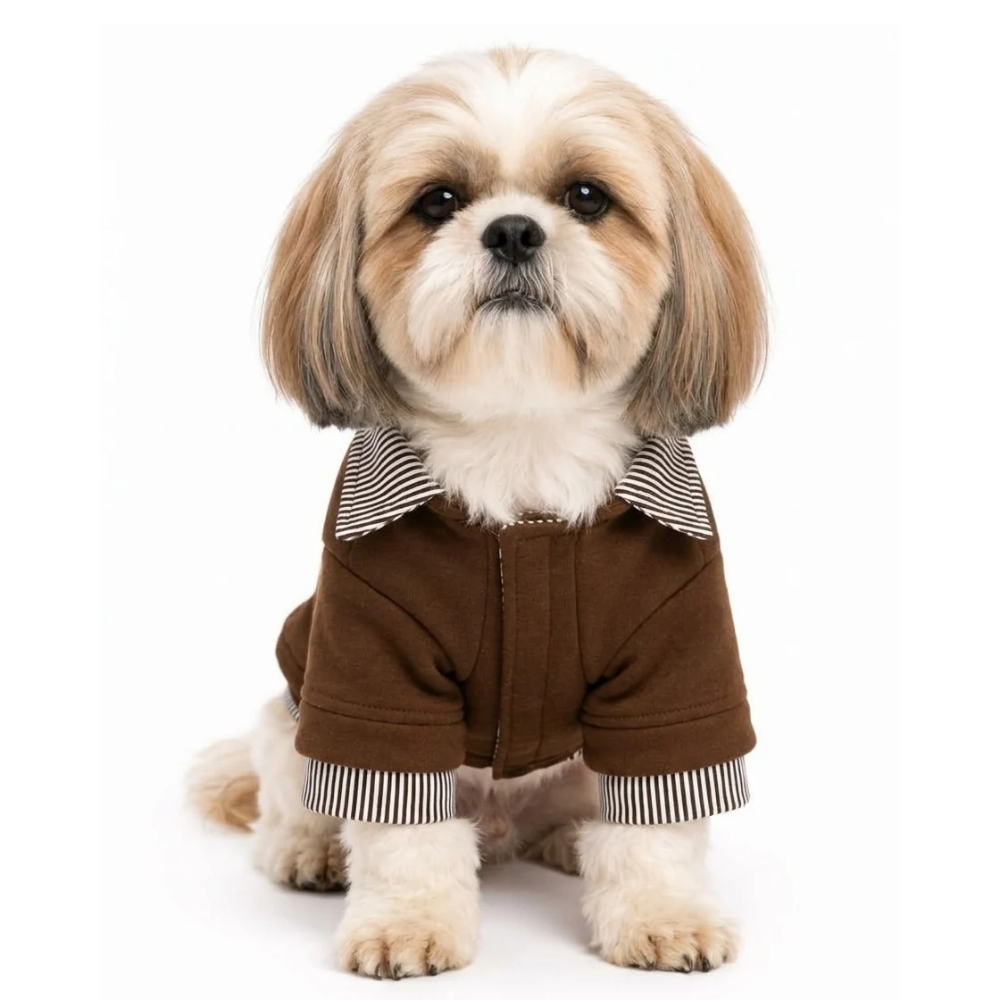 Pets Empire Brown Sweatshirt Striped Collar & Cuffs
