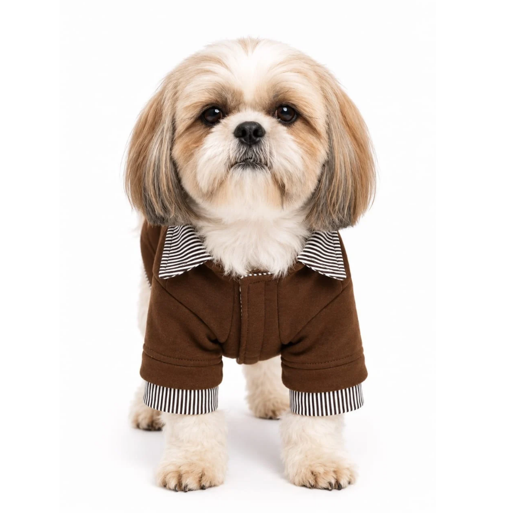 Pets Empire Brown Sweatshirt Striped Collar & Cuffs