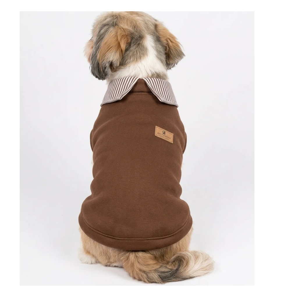 Pets Empire Brown Sweatshirt Striped Collar & Cuffs