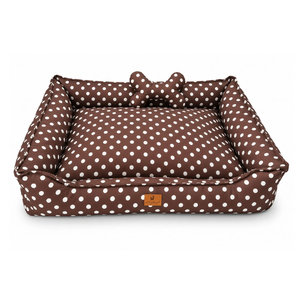 Pets Empire  Brown Polka Dot Dog Bed with Bone-Shaped Pillow