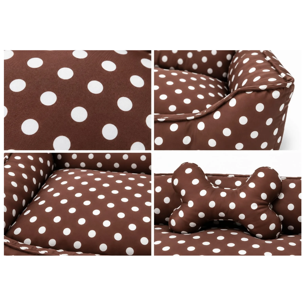 Pets Empire  Brown Polka Dot Dog Bed with Bone-Shaped Pillow