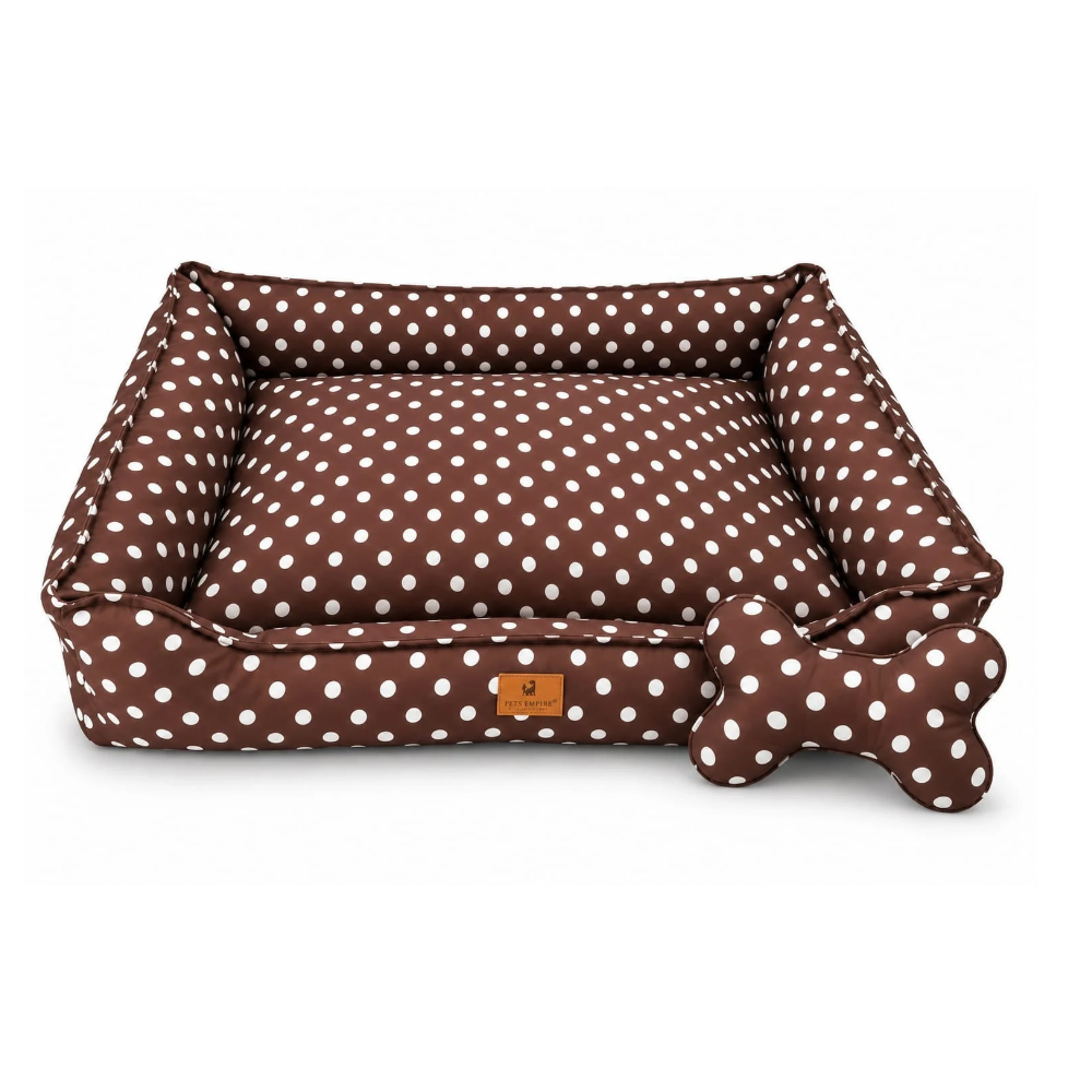 Pets Empire  Brown Polka Dot Dog Bed with Bone-Shaped Pillow