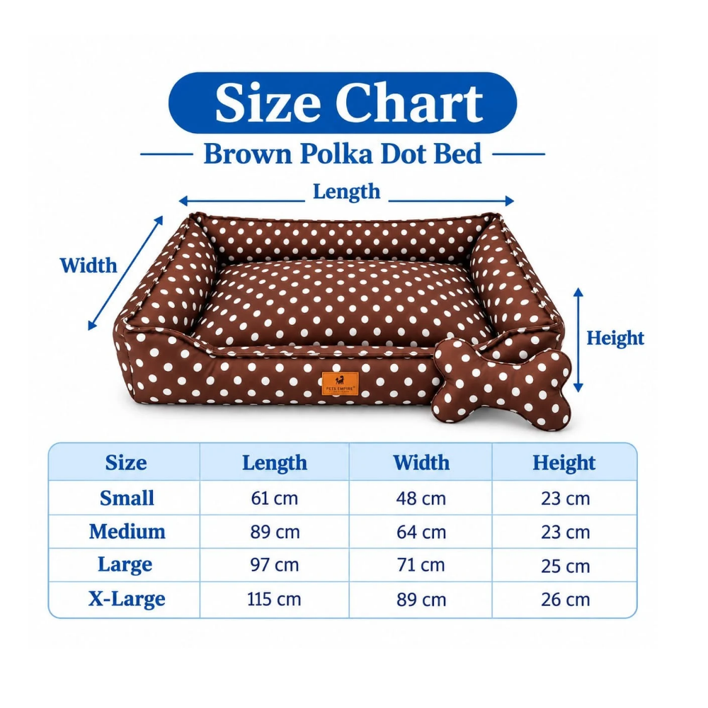 Pets Empire  Brown Polka Dot Dog Bed with Bone-Shaped Pillow