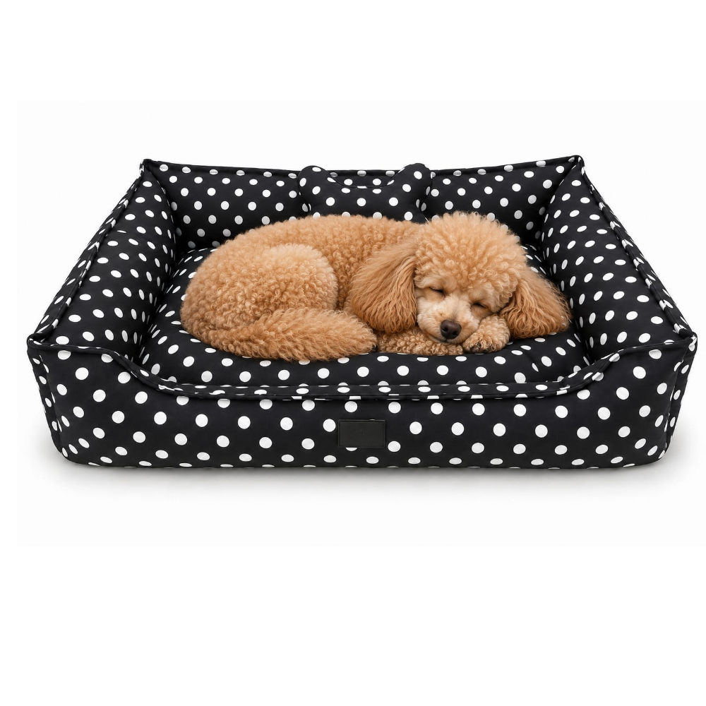 Pets Empire  Black Polka Dot Dog Bed with Bone-Shaped Pillow