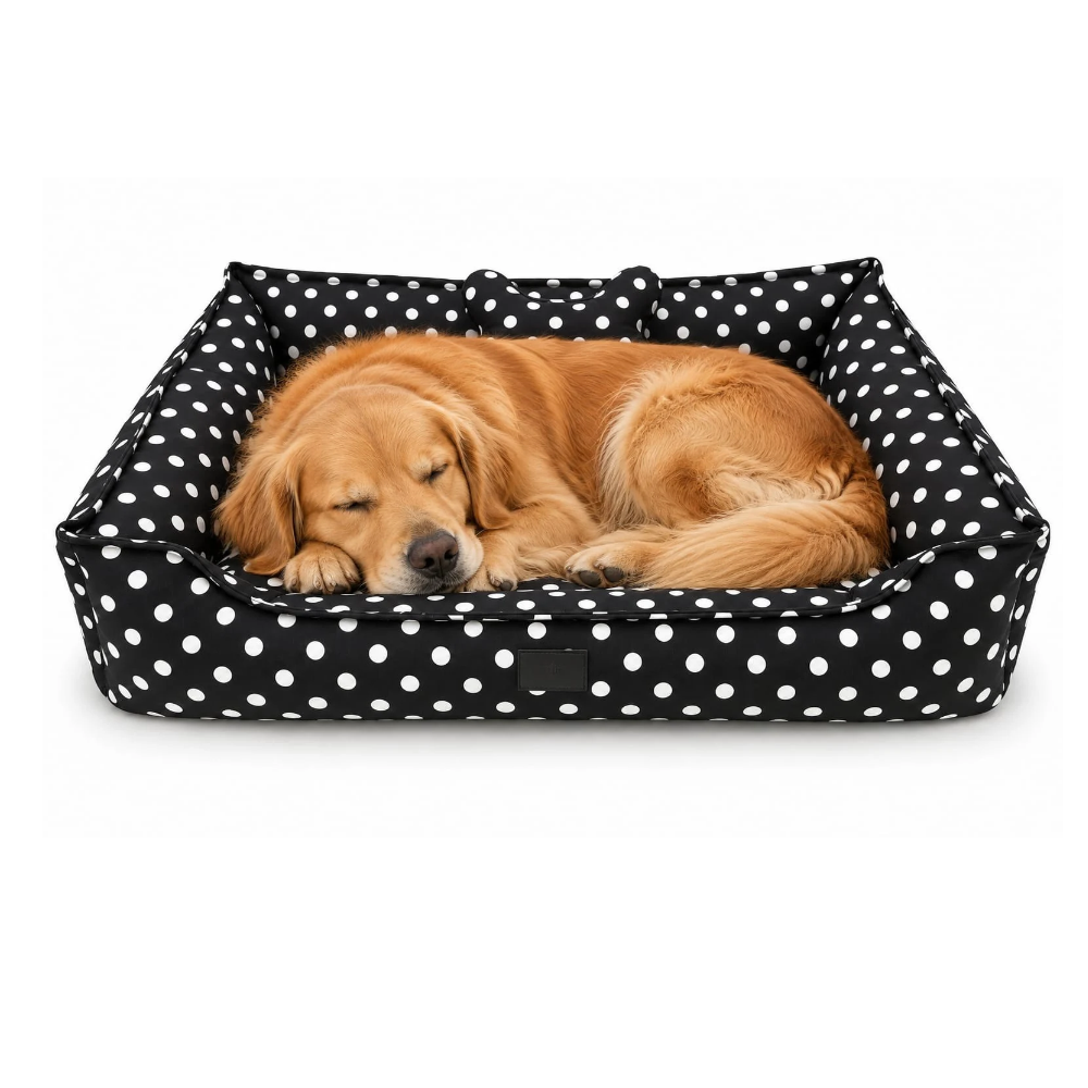 Pets Empire  Black Polka Dot Dog Bed with Bone-Shaped Pillow