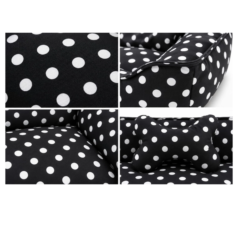 Pets Empire  Black Polka Dot Dog Bed with Bone-Shaped Pillow