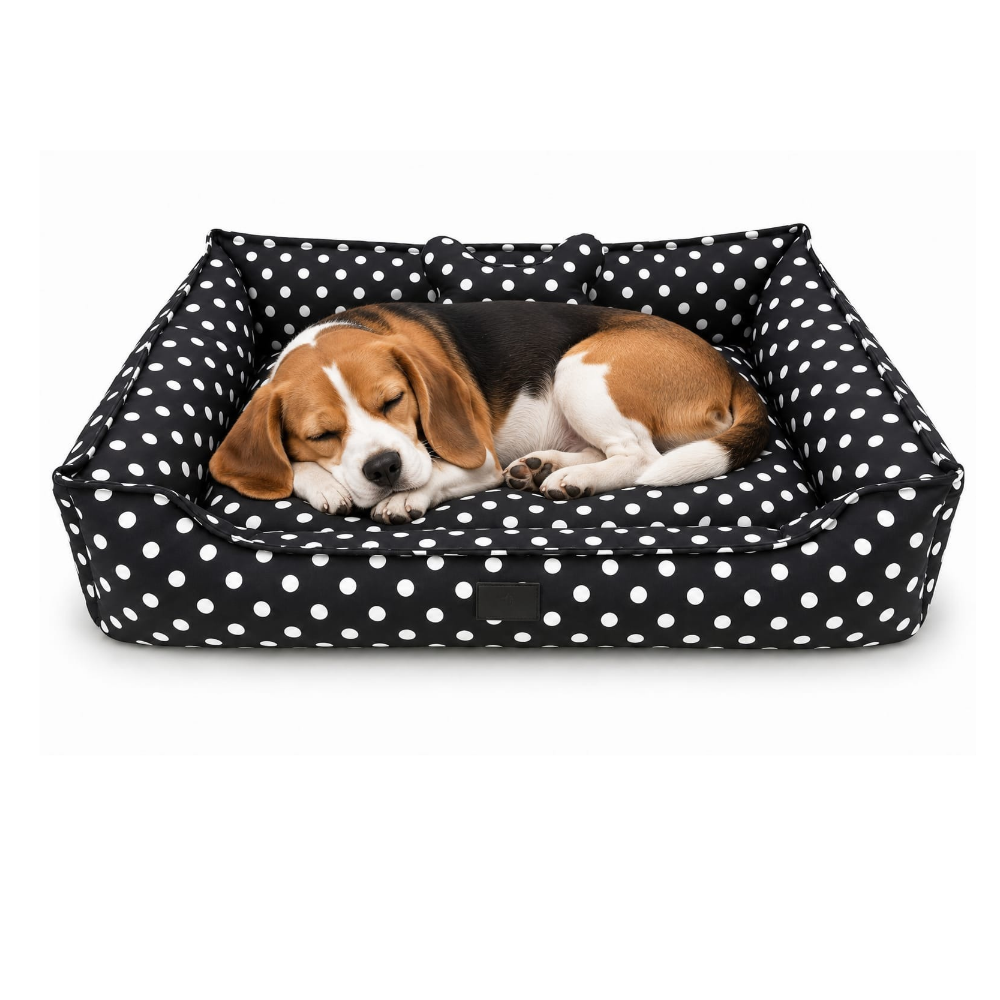 Pets Empire  Black Polka Dot Dog Bed with Bone-Shaped Pillow