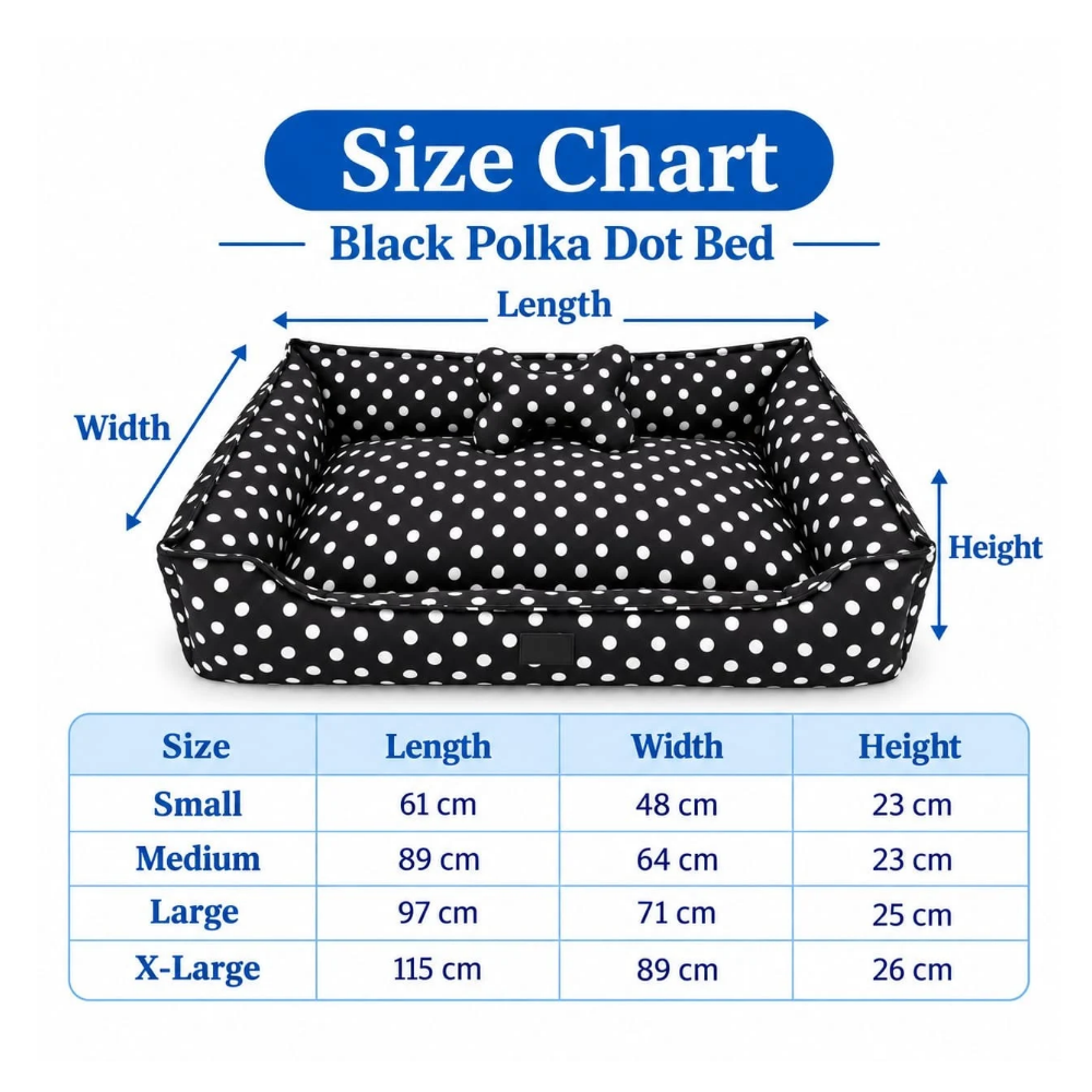 Pets Empire  Black Polka Dot Dog Bed with Bone-Shaped Pillow