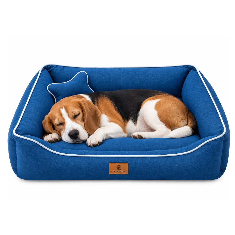 Pets Empire Cozy Luxury Denim Bed for Dogs- Navy Blue