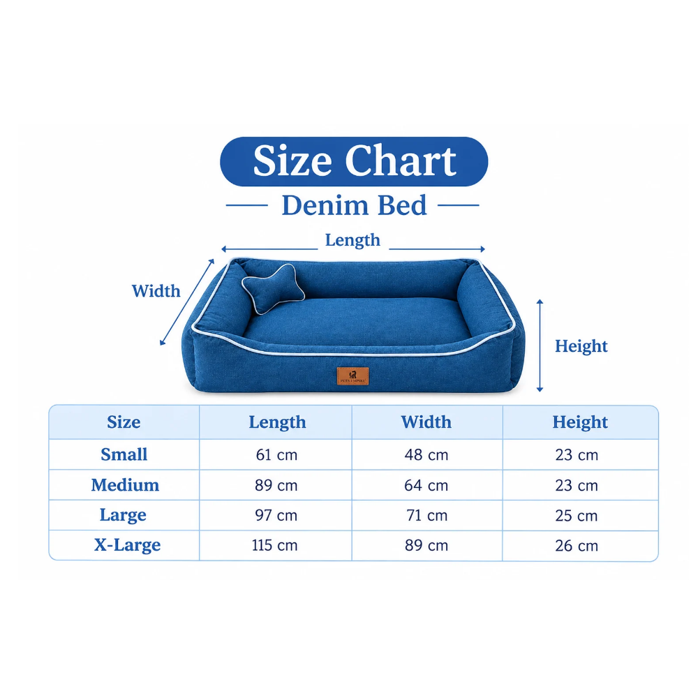 Pets Empire Cozy Luxury Denim Bed for Dogs- Navy Blue