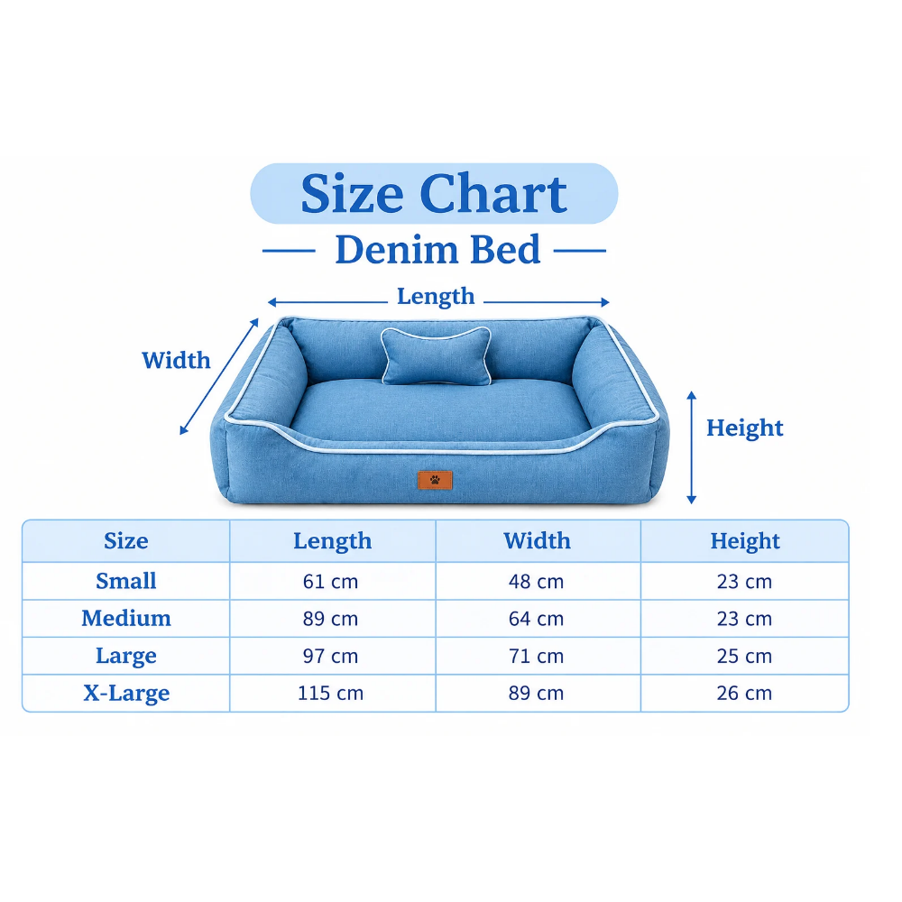 Pets Empire Cozy Luxury Denim Bed for Dogs- Light Blue
