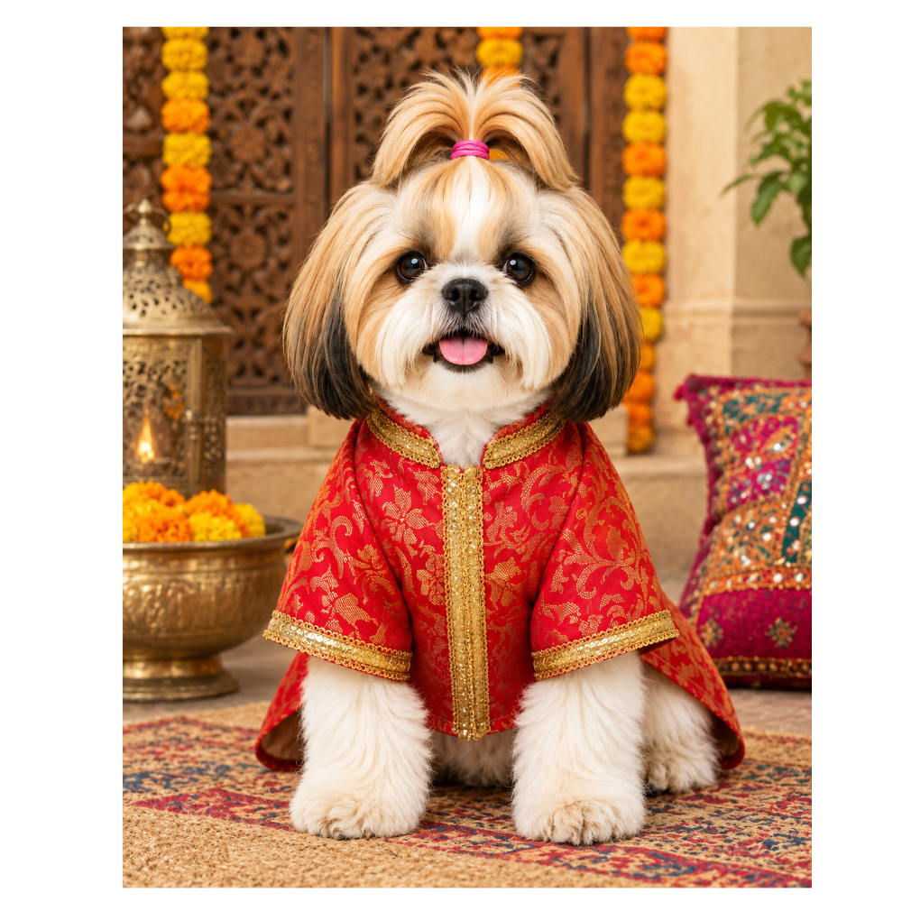 Pets Empire Premium Ethnic Kurta For Small Dogs- Red
